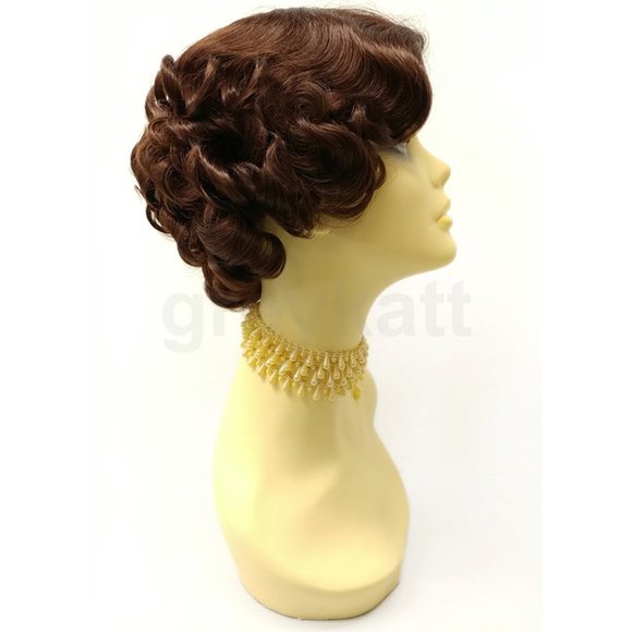 Chestnut 50s retro vintage style curly wavy wig - Picture 2 of 6